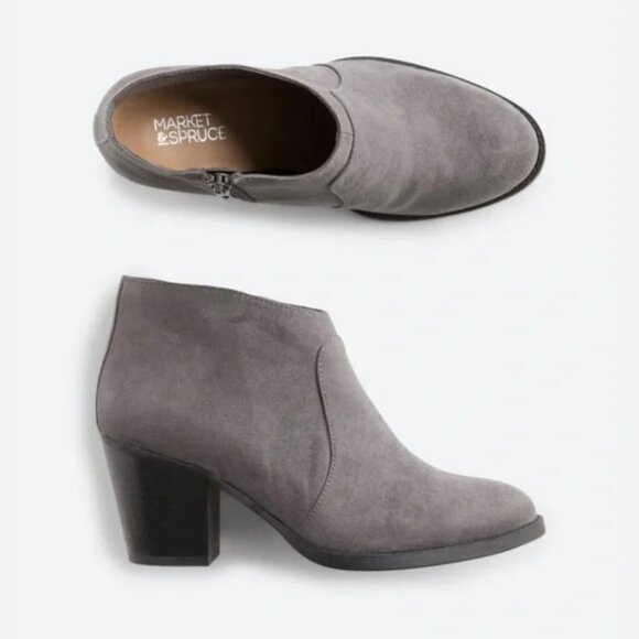 NEW Market & Spruce Stitchfix Gray Faux Suede Ankle Booties in Gray Sz. 11 - Picture 1 of 1